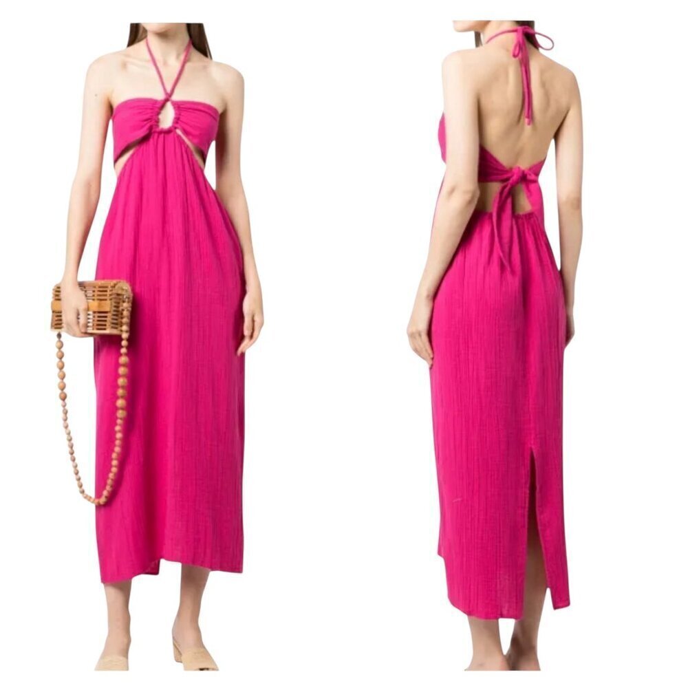 Mara Hoffman Laila Halterneck Raspberry Midi Dress XXS NWT Organic Cotton